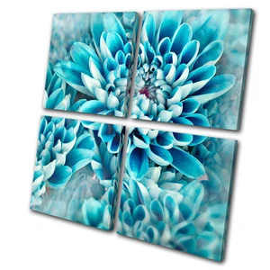 Floral Zinnia blue flower  MULTI CANVAS WALL ART Picture Print VA - Picture 1 of 1