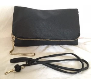 Large H&M Black Faux Leather Clutch/Cross Body/Shoulder Bag / Handbag - Picture 1 of 12