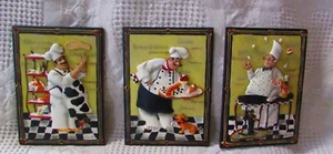 Chef Cooking 3D Wall Tiles Set Of 3, Resin Wall Decor Or Art - Picture 1 of 5