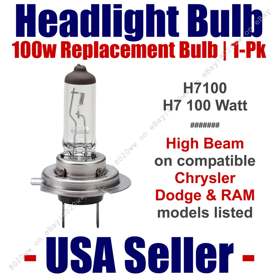 Headlight Bulb High Beam 100 Watt Upgrade 1pk Fits Chrysler Models Listed H7 100 - Image 1 of 1