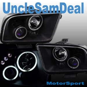 FOR 05-09 FORD MUSTANG X-BRIGHT LED HALO RIMS CLEAR PROJECTOR BLACK HEADLIGHTS - Picture 1 of 2