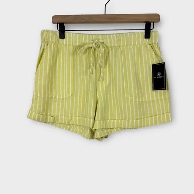 Volcom Women’s Size Small Yellow Stripe Sunday Strut Pull On Casual Shorts New - Image 1 of 4