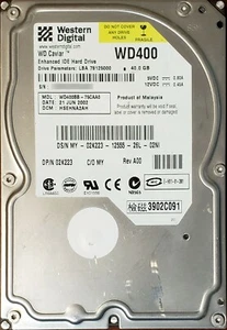 Disco duro Western Digital 3,5" WD400BB-75CAA0 40 GB IDE/ATA-100 HSEHNA2AH - Imagen 1 de 2