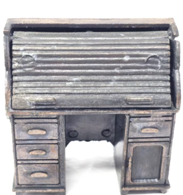 Durham Industries Rolltop Desk Dollhouse Miniature Metal 1976 Hong Kong Vtg - Image 1 of 4