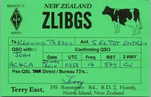 VTG HAM RADIO CQ QSL QSO POSTCARD ZL1BGS NEW ZEALAND 2010 - Picture 1 of 2