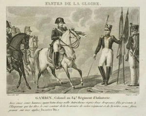 COLONEL GAMBIN Chasselat GRAVURE Godefroy NAPOLEON EMPIRE Militaria 1820 - Picture 1 of 2