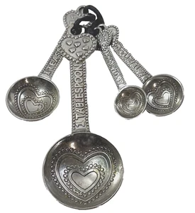 Ganz Cuore Set Cucchiaio Tondo Misuratore Metallo 4 pz Bakeware Amore Matrimonio Matrimonio - Foto 1 di 2