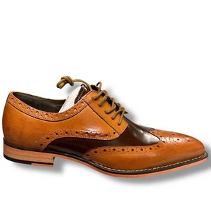 Zapatos de Vestir Stacy Adams Tinsley Punta de Ala Oxford Dos Tonos Cuero Marrón Talla 8.5M - Imagen 1 de 10