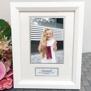Communion Photo Frame White Wood 4x6 Photo - Made To Order Custom Gift Australia - Picture 1 of 3