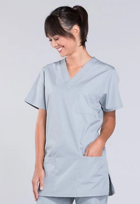 Top Médico Cherokee Gris Ropa de Trabajo Unisex Cuello en V ALTO (32") 4876T GRISW Foto 1 de 4