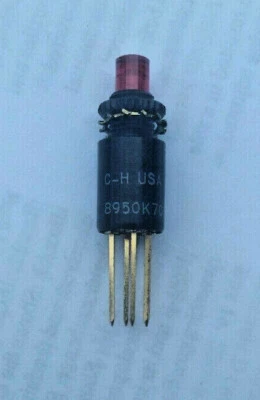 Red LED 5V 6V Lighted ¼" Push Button Sw SPST Momentary N.O. C-H/Eaton 8950K706 - Image 1 of 4