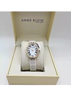 Anne Klein New York Gold-Tone Dress Watch with White Ceramic 12/2350GPWT - Picture 1 of 3
