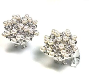 ORECCHINI PERLE DONNA ARGENTO 925 RIVIELLO EARRING SILVER TONDO ORIGINALI NEW - Picture 1 of 1