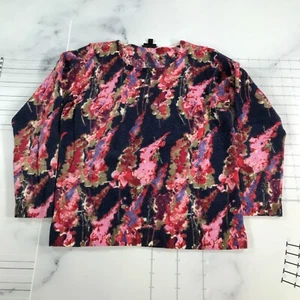 Talbots Sweater Womens Small Purple Red Pink Green Floral Crew Neck Merino Wool - Picture 1 of 12