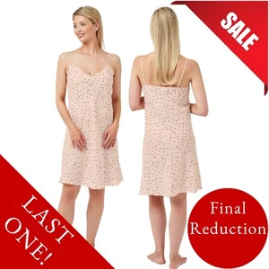 Cute Pink Polka Dot Spot Full Slip Chemise Nightie Nightdress Size 12 14 - Picture 1 of 2
