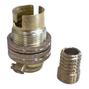 Jeani Brass Lamp Holder Un Switched Bayonet SBC Bulb Holder 10mm & Wood Nipple - Picture 1 of 12