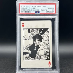 Monkey D Luffy Ace of Hearts PSA 10 One Piece 2008 Shonen Jump Playing Card - Picture 1 of 2