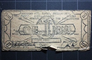 1943 Pambujan Sur Samar Philippines One Peso 1p Emergency Circulating Note WWII - Picture 1 of 2