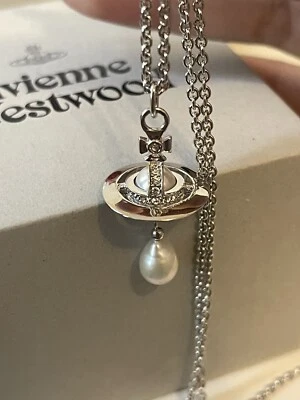 Vivienne Westwood Orb Necklace Choker White 1 Row Drop Pearl Gold Pendant - Image 1 of 4