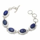 Lapis Lazuli Gemstone Handmade 925 Sterling Silver Bracelet 7-8"