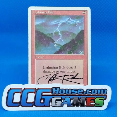 MTG Lightning Bolt Revised - SIGNED Christoper Rush Early Gen Sig *CCGHouse* - Image 1 of 4