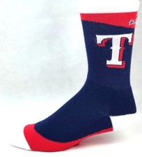 Texas Rangers Baseball Navy with Red & White Curve Design Crew Socks