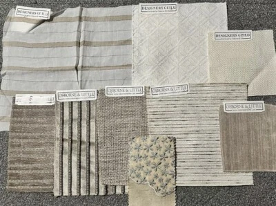Lot of 9 Osborne & Little Designers Guild Fabric Samples Neutral Natural Cream - Image 1 of 4