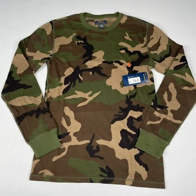 Polo Ralph Lauren Para Hombres PEQUEÑO Camuflaje Verde Tejido Waffle Manga Larga Prendas para Dormir Foto 1 de 4