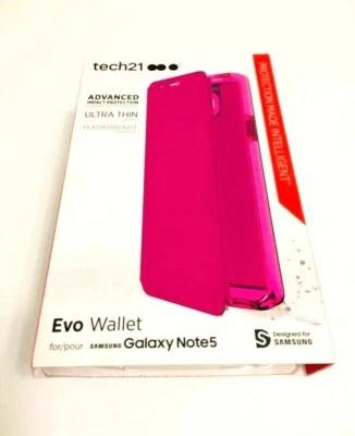 Tech21 EVO WALLET FLIP CASE COVER STAND FOR SAMSUNG GALAXY NOTE 5 in PINK COLOR - Image 1 of 4