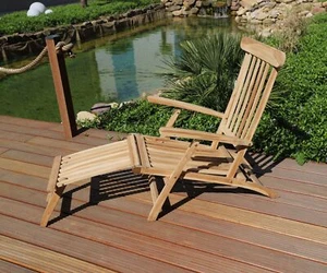 Teak-Deckchair natur unbehandelt Liegestuhl Gartenliege Sonnenliege Relaxliege - Bild 1 von 8