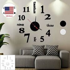 3DMirror Surface Large Wall Clock Modern DIY Sticker Office Home Shop Art Decor