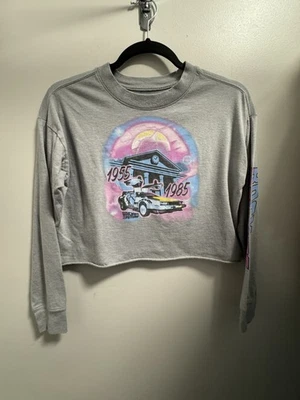 Gap Teen Back To The Future L/S Cropped Graphic Tee Girls XL Gray - Image 1 of 4