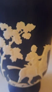 WELLER KOBALTBLAU 10,5" CHASE DESIGN FUCHS JAGD SZENE WELLER KERAMIK VASE 1920er - Bild 1 von 7