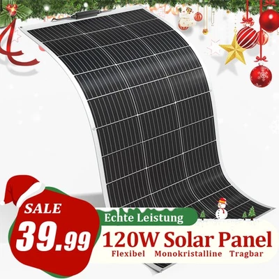 WUZECK Módulo Solar Flexible 120W Panel Solar Monocristalino 18V Para Autocaravana Barco Uauld