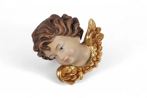 LIEBLICHER ENGELSKOPF / PUTTENKOPF - HANDARBEIT AUS HOLZ MIT SCHÖNER FASSUNG - Bild 1 von 2