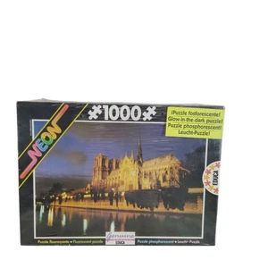 Vintage Notre Dame De Paris Neon 1000 Piece Jigsaw Puzzle Educa Collection 1994 - Picture 1 of 9