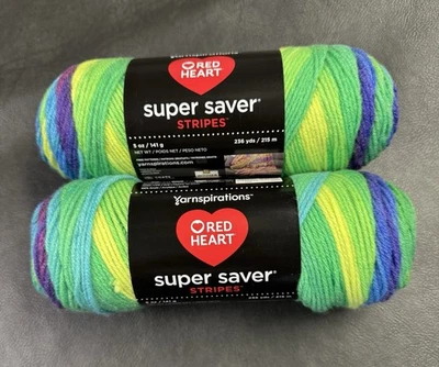 Red Heart Super Saver Stripes Parrot Stripes 4 Medium Yarn, Pack of 2 - Image 1 of 3