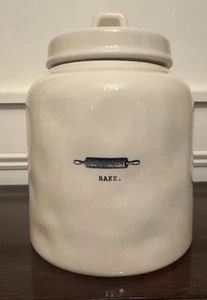 Rae Dunn Artisan Collection Bake Large Canister Cookie Jar Rolling Pin Dimpled - Picture 1 of 9