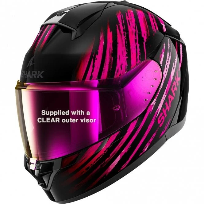 Shark Ridill 2 Assya Full Face ECE2206 Motorcycle Helmet (Black/Violet/Pink) - Image 1 of 3