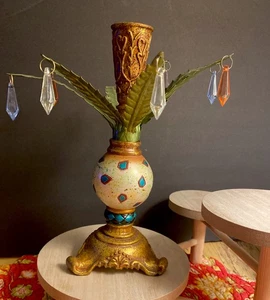 Ganz Bella Casa 10" Palme baumelndes Prisma Kugeln Kerzenhalter EUC, sauber - Bild 1 von 13