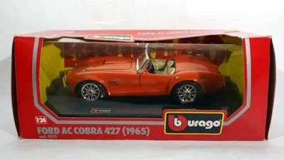 Ford Ac Cobra 427 rojo Burago 1965 escala 1:24 fundido a presión nuevo en caja Foto 1 de 4