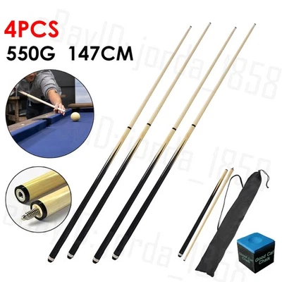 4x Snooker Cues With 9.5mm Tip Set 57'' Two-Piece Billiard Cue House Cue Sticks - image 1 of 4