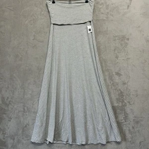 GAP Foldover Waist Maxi Skirt Sz S Grey Stripe Convertible Strapless Midi Dress - Picture 1 of 14