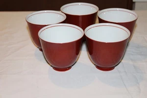 Japanische asiatische Sake Tassen 5 Porzellan Ziegelrot - Bild 1 von 12