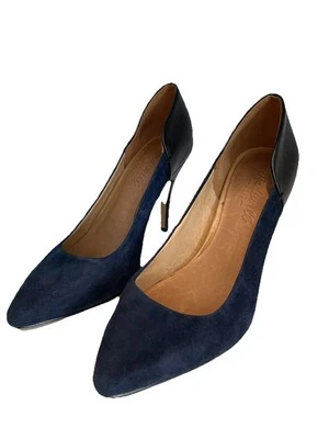 "Tacones altos Madewell para mujer de gamuza azul marino y negros de 3 1/2"" talla 6 1/2". Estilo #85475 Foto 1 de 4
