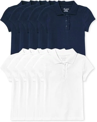 Polo de piqué con volantes de manga corta The Children's Place - Paquete de 10 - Niñas Grande Alto👕 Foto 1 de 3