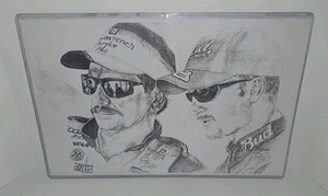 Dale Earnhardt Sr & Jr 11 x 17 in Skizzendruck von Donald V Williams Nascar  - Bild 1 von 3