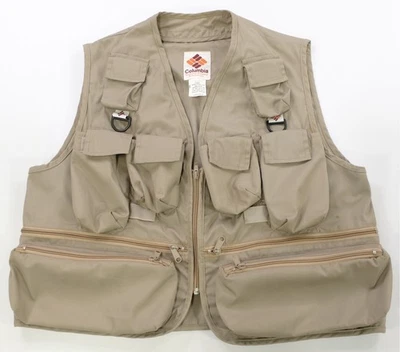 Raro DE COLECCIÓN COLUMBIA ROPA DEPORTIVA Multi Bolsillo Utilidad Pesca Chaleco Chaqueta Años 80 L Foto 1 de 4