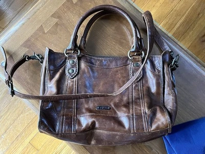 Bolso de Mano Frye Melissa Cuero Marrón Oscuro Hombro-Doble Asa *Hermoso* Foto 1 de 4