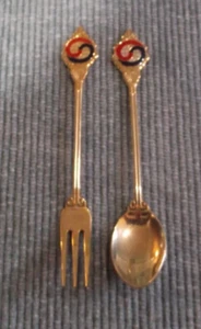 Vintage Souvenir Spoon & Fork~82' 9.24-10.18 & Asian Writing ~~Olympics??? - Picture 1 of 2